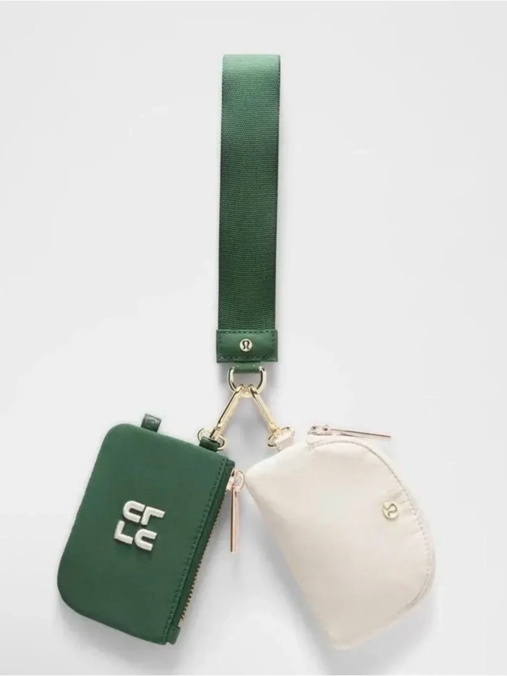 Lululemon Dual Pouch Wristlet *Stacked Green Light Ivory